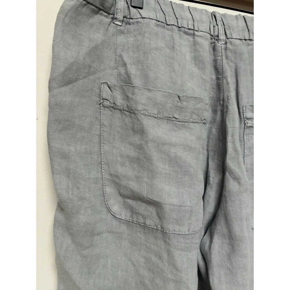 Zara Women’s XL Flared Wide Leg Textured Linen  Boho Light Blue Pants